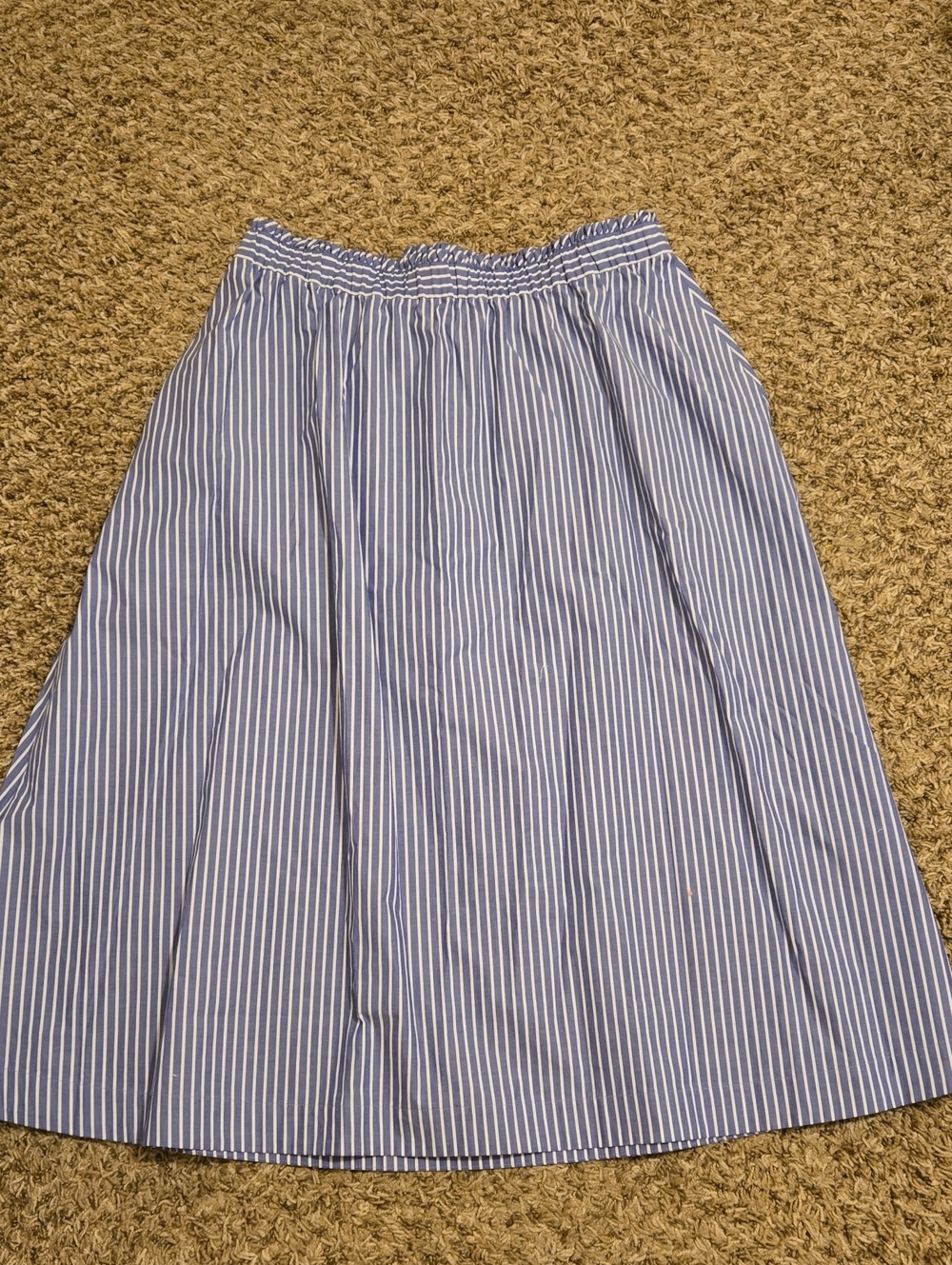 Talbots Blue and White Vertical Stripe Midi Skirt
